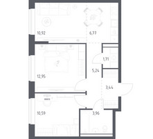 Планировка двухкомнатной(квартира) площадью 55.58 квадратных метров в “ЖК Пригород Лесное”