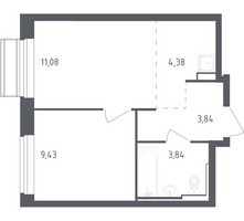 Планировка однокомнатной(квартира) площадью 32.57 квадратных метров в “ЖК Рублевский Квартал”