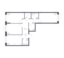 Планировка трехкомнатной(квартира) площадью 78.44 квадратных метров в “ЖК Молжаниново”