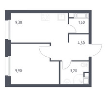 Планировка однокомнатной(квартира) площадью 28.7 квадратных метров в “ЖК ЭкоБунино (Южное Бунино)”