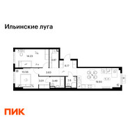 Планировка двухкомнатной(квартира) площадью 67.49 квадратных метров в “ЖК Ильинские луга”