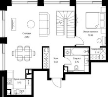 Планировка трехкомнатной(квартира) площадью 116.1 квадратных метров в “ЖК Сити Бэй”