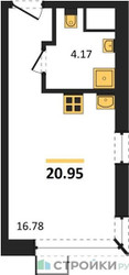 Планировка студии(квартира) площадью 20.95 квадратных метров в ЖК “ЖК Citimix (СитиМикс)”