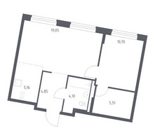 Планировка однокомнатной(квартира) площадью 49.37 квадратных метров в “ЖК Квартал Западный”