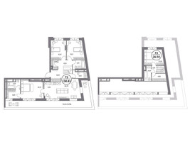 Планировка трехкомнатной(квартира) площадью 134.3 квадратных метров в “ЖК Клубный дом КОСМО 4/22”