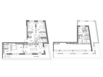 Планировка трехкомнатной(квартира) площадью 134.3 квадратных метров в ЖК “ЖК Клубный дом КОСМО 4/22”