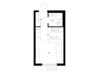 Планировка студии(квартира) площадью 20.1 квадратных метров в ЖК “ЖК Никольские луга”