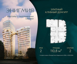 Планировка двухкомнатной(квартира) площадью 110.8 квадратных метров в ЖК “Клубный дом Энигмия”