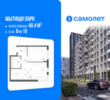 Планировка однокомнатной(квартира) площадью 40.4 квадратных метров в “ЖК Мытищи Парк”