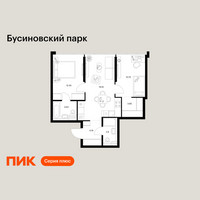 Планировка двухкомнатной(квартира) площадью 56.67 квадратных метров в “ЖК Бусиновский парк”