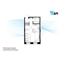 Планировка однокомнатной(апартаменты) площадью 39 квадратных метров в “ЖК Резиденции Архитекторов”