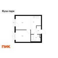 Планировка однокомнатной(квартира) площадью 38.1 квадратных метров в “ЖК Яуза Парк (Мытищи)”
