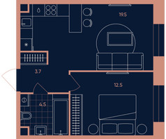 Планировка двухкомнатной(квартира) площадью 40.2 квадратных метров в “Квартал Эра”