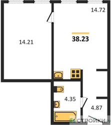 Планировка однокомнатной(апартаменты) площадью 38.23 квадратных метров в ЖК “ЖК Инсайдер”