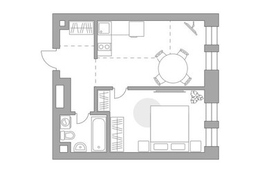 Планировка однокомнатной(квартира) площадью 40.78 квадратных метров в ЖК “ЖК Павелецкая от Гранель”