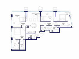 Планировка 4+ комнатной(квартира) площадью 126.52 квадратных метров в “ЖК Остров”
