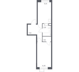 Планировка однокомнатной(квартира) площадью 40.3 квадратных метров в ЖК “ЖК Цветочные Поляны”