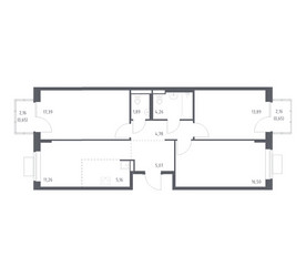 Планировка трехкомнатной(квартира) площадью 81.5 квадратных метров в ЖК “ЖК Подольские кварталы”