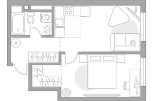 Планировка двухкомнатной(квартира) площадью 44.12 квадратных метров в “ЖК Гранель Коломенское”