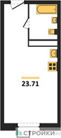 Планировка студии(квартира) площадью 23.71 квадратных метров в “ЖК Радость (Радумля Парк)”