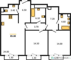 Планировка двухкомнатной(квартира) площадью 85.2 квадратных метров в “Квартал Тишинский Бульвар”