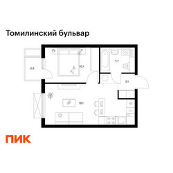 Планировка однокомнатной(квартира) площадью 35.5 квадратных метров в ЖК “ЖК Томилинский бульвар”