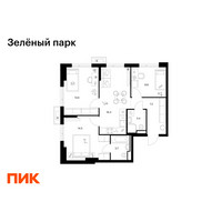 Планировка трехкомнатной(квартира) площадью 67.3 квадратных метров в “ЖК Зеленый парк”