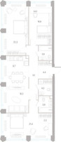 Планировка трехкомнатной(квартира) площадью 112.8 квадратных метров в “ЖК КОД Сокольники”