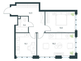 Планировка двухкомнатной(квартира) площадью 57.8 квадратных метров в “ЖК Левел Южнопортовая”