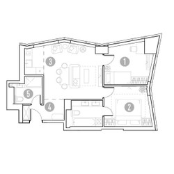 Планировка двухкомнатной(квартира) площадью 60.61 квадратных метров в ЖК “УНО Горбунова”