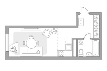 Планировка студии(квартира) площадью 29.15 квадратных метров в ЖК “ЖК Императорские Мытищи”