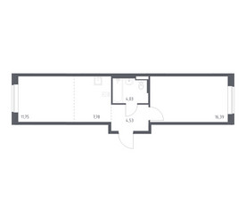 Планировка однокомнатной(квартира) площадью 44.48 квадратных метров в ЖК “ЖК Подольские кварталы”