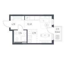 Планировка студии(квартира) площадью 23.18 квадратных метров в “ЖК Остафьево”