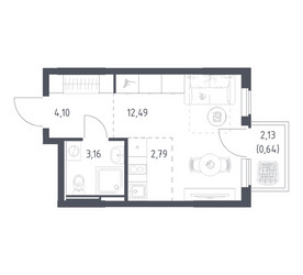 Планировка студии(квартира) площадью 23.18 квадратных метров в ЖК “ЖК Остафьево”