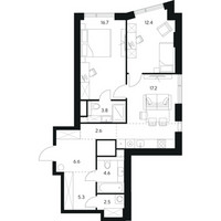 Планировка двухкомнатной(квартира) площадью 71.7 квадратных метров в “ЖК Нексус от Аквилон”