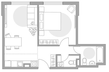 Планировка двухкомнатной(квартира) площадью 41.18 квадратных метров в ЖК “ЖК Аникеевский”