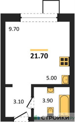 Планировка студии(квартира) площадью 21.7 квадратных метров в ЖК “ЖК Никольский квартал Отрада”