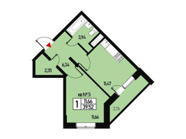 Планировка однокомнатной(квартира) площадью 35 квадратных метров в “ЖК Борисоглебское”