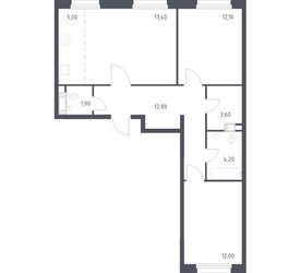 Планировка двухкомнатной(квартира) площадью 67.5 квадратных метров в ЖК “ЖК ЭкоБунино (Южное Бунино)”