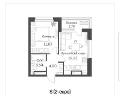 Планировка однокомнатной(квартира) площадью 35.8 квадратных метров в “ЖК Аквилон Beside 2.0”