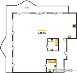 Планировка двухкомнатной(квартира) площадью 139.1 квадратных метров в “Квартал Foriver”