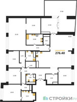 Планировка 4+ комнатной(квартира) площадью 276.4 квадратных метров в “Клубный дом РЕКА”