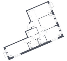 Планировка трехкомнатной(квартира) площадью 76.45 квадратных метров в “ЖК Молжаниново”