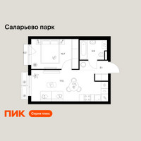 Планировка однокомнатной(квартира) площадью 35.4 квадратных метров в “ЖК Саларьево парк”