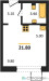 Планировка студии(квартира) площадью 21.8 квадратных метров в “ЖК Никольский квартал Отрада”