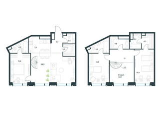 Планировка трехкомнатной(квартира) площадью 118.1 квадратных метров в ЖК “ЖК Левел Академическая”