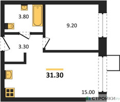 Планировка однокомнатной(квартира) площадью 31.3 квадратных метров в “ЖК Никольский квартал Отрада”