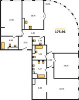 Планировка 4+ комнатной(квартира) площадью 175.96 квадратных метров в “ЖК Sky View (Скай Вью)”