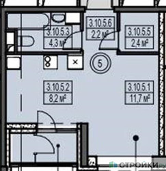 Планировка студии(квартира) площадью 30.3 квадратных метров в ЖК “ЖК Sky Garden (Скай Гарден)”