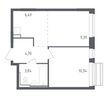 Планировка однокомнатной(квартира) площадью 34.76 квадратных метров в “ЖК Рублевский Квартал”